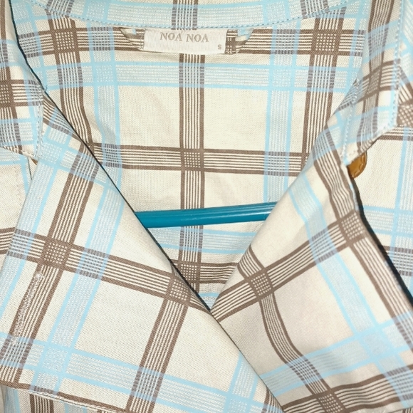 🎄3/$15 NWOT NOA NOA Belted Plaid Trench Coat - Picture 4 of 5